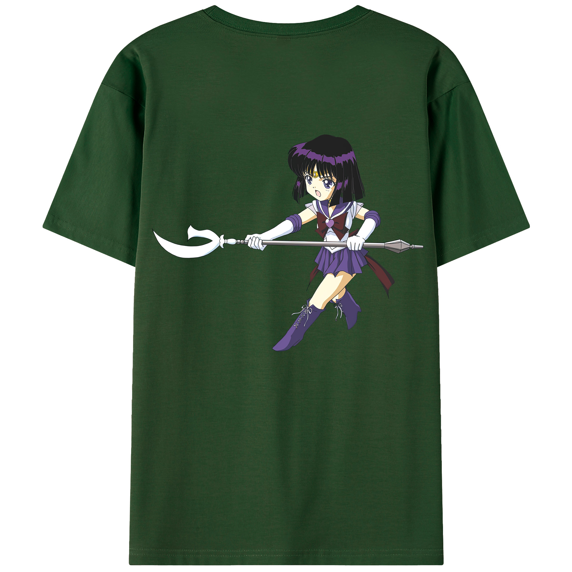 （画像用） 美少女戦士セーラームーン 土萠ほたる Sailor Moon Tomoe Hotaru （セーラーサターン；Sailor Saturn） 綿100％半袖Tシャツ（背面プリント）